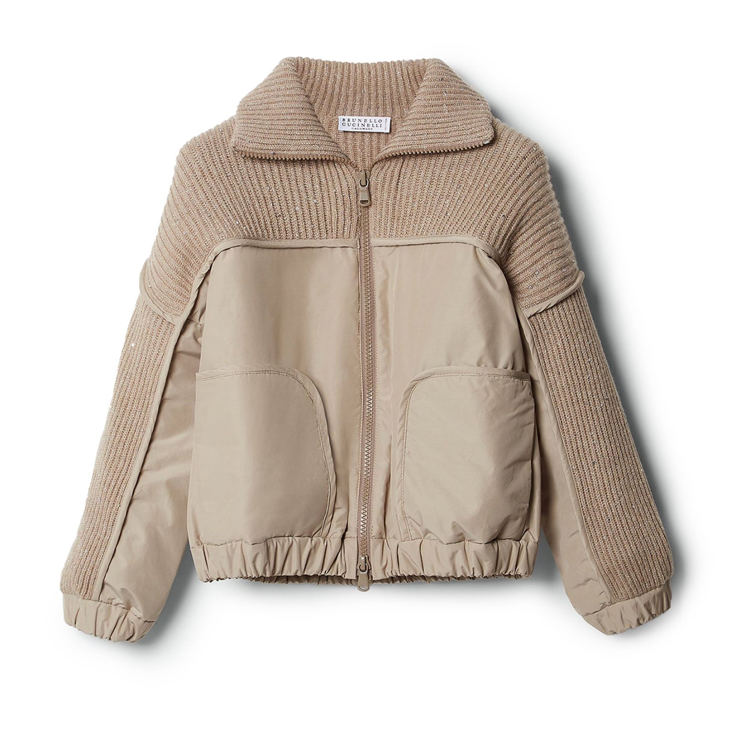 Cardigan Cucinelli in cashmere-taffeta color noce - annameglio.com abbigliamento moda