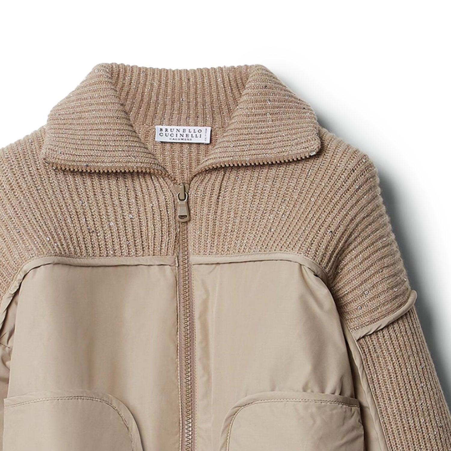 Cardigan Cucinelli in cashmere-taffeta color noce - annameglio.com abbigliamento moda