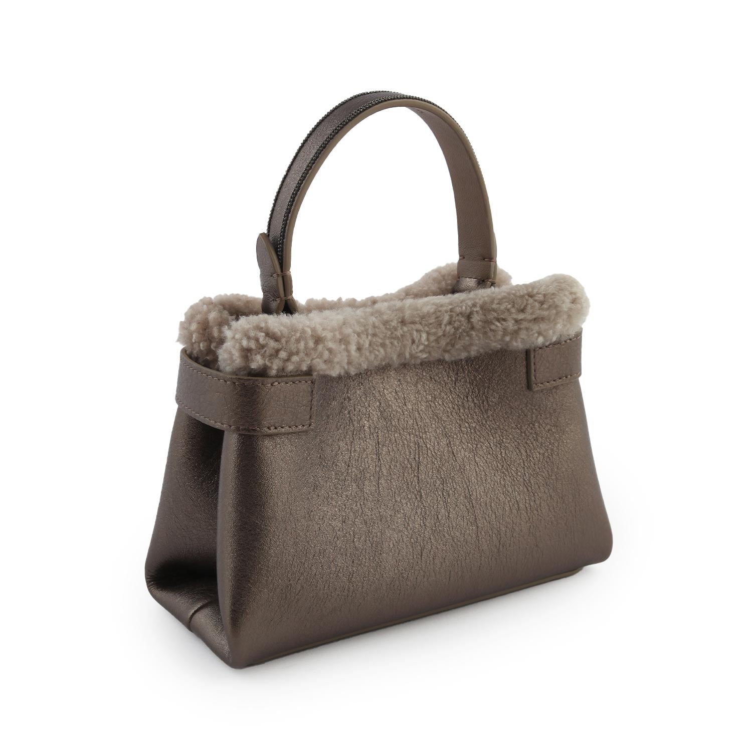 Borsa city Cucinelli in pelle marrone metallizzato - annameglio.com abbigliamento moda