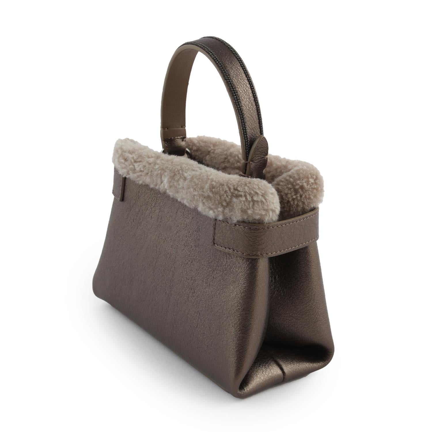 Borsa city Cucinelli in pelle marrone metallizzato - annameglio.com abbigliamento moda