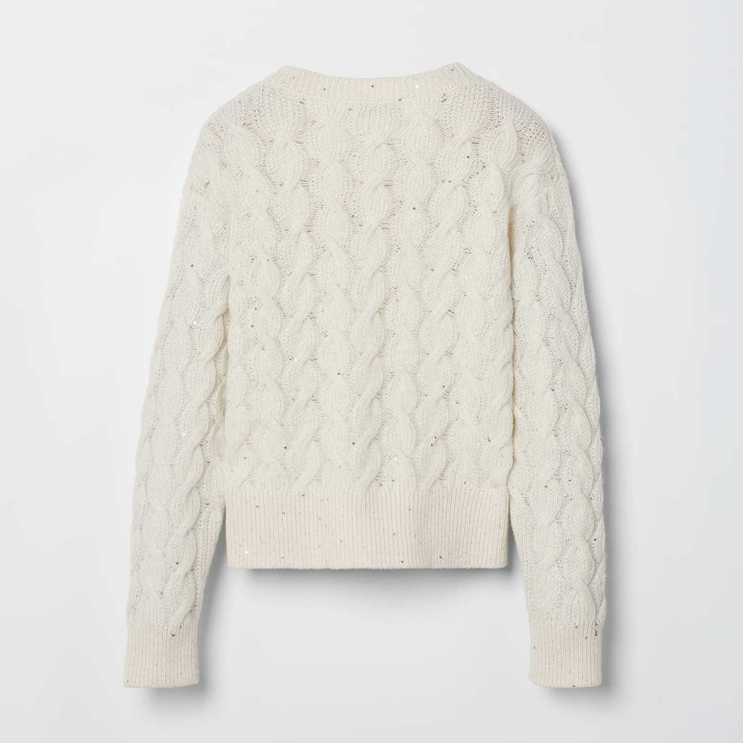 Pullover a treccia Brunello Cucinelli avorio - annameglio.com abbigliamento moda