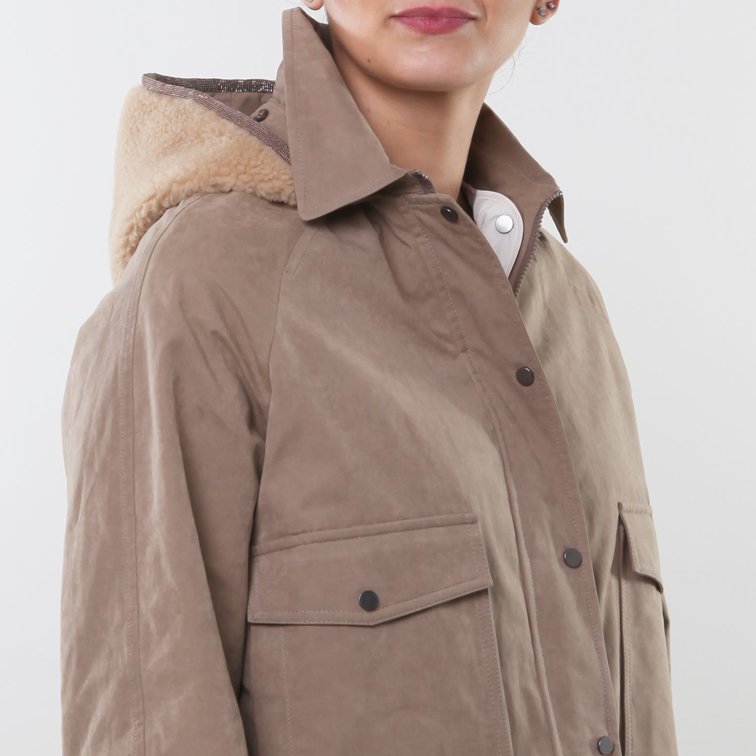 Giacca Beige imbottita con cappuccio - annameglio.com abbigliamento moda