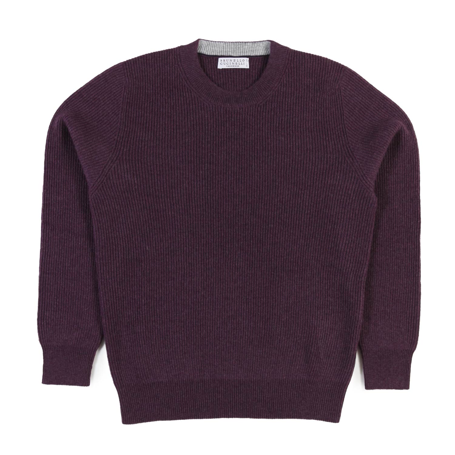 Maglia cachemire a coste Brunello Cucinelli viola - annameglio.com abbigliamento moda