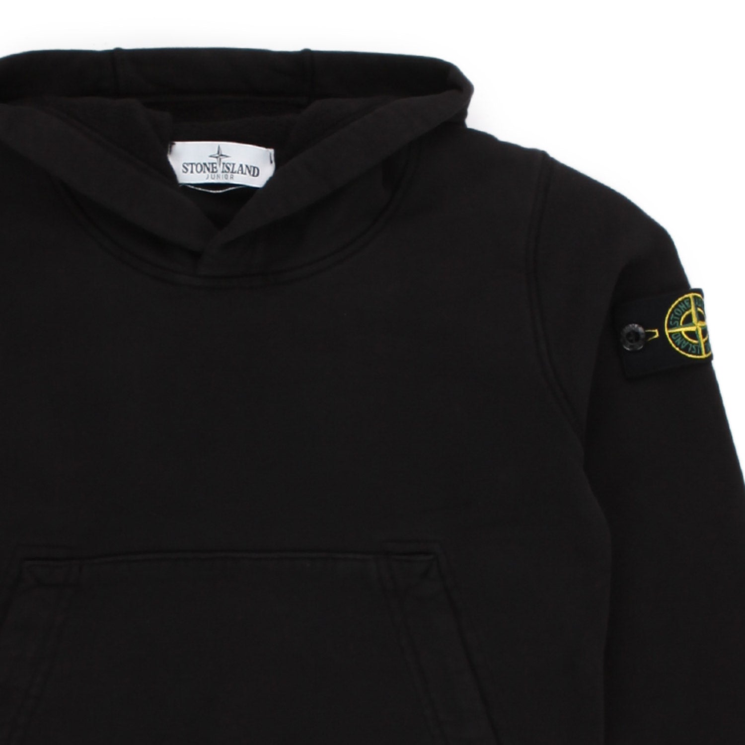 Felpa hoodie nera con patch Compass Stone Island - annameglio.com abbigliamento moda