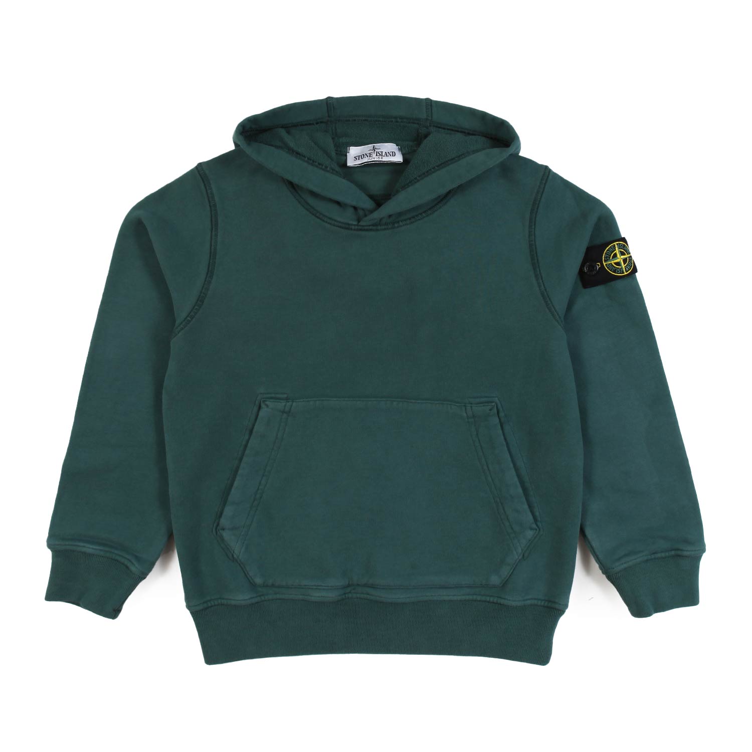 Felpa hoodie verde con patch Compass Stone Island - annameglio.com abbigliamento moda
