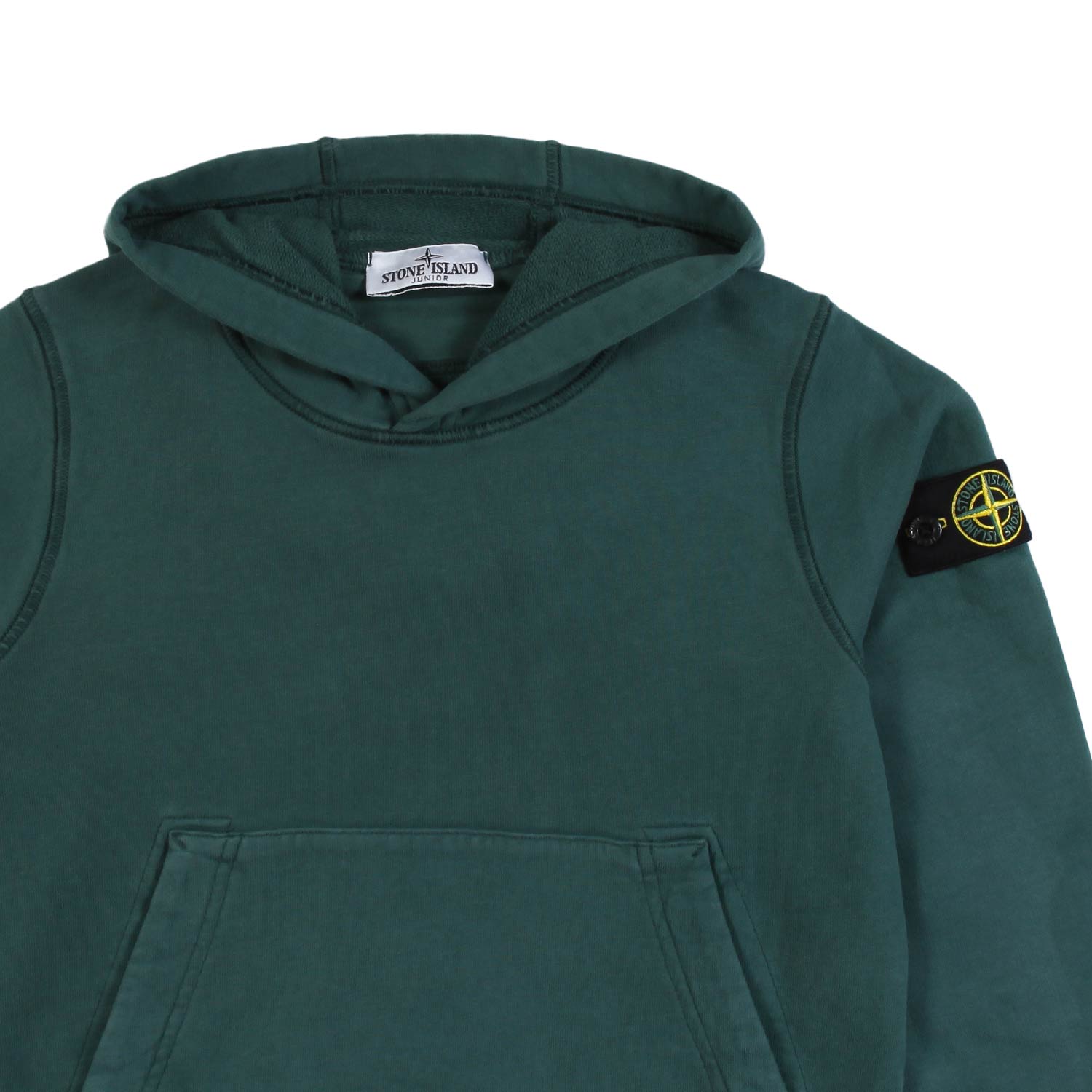 Felpa hoodie verde con patch Compass Stone Island - annameglio.com abbigliamento moda