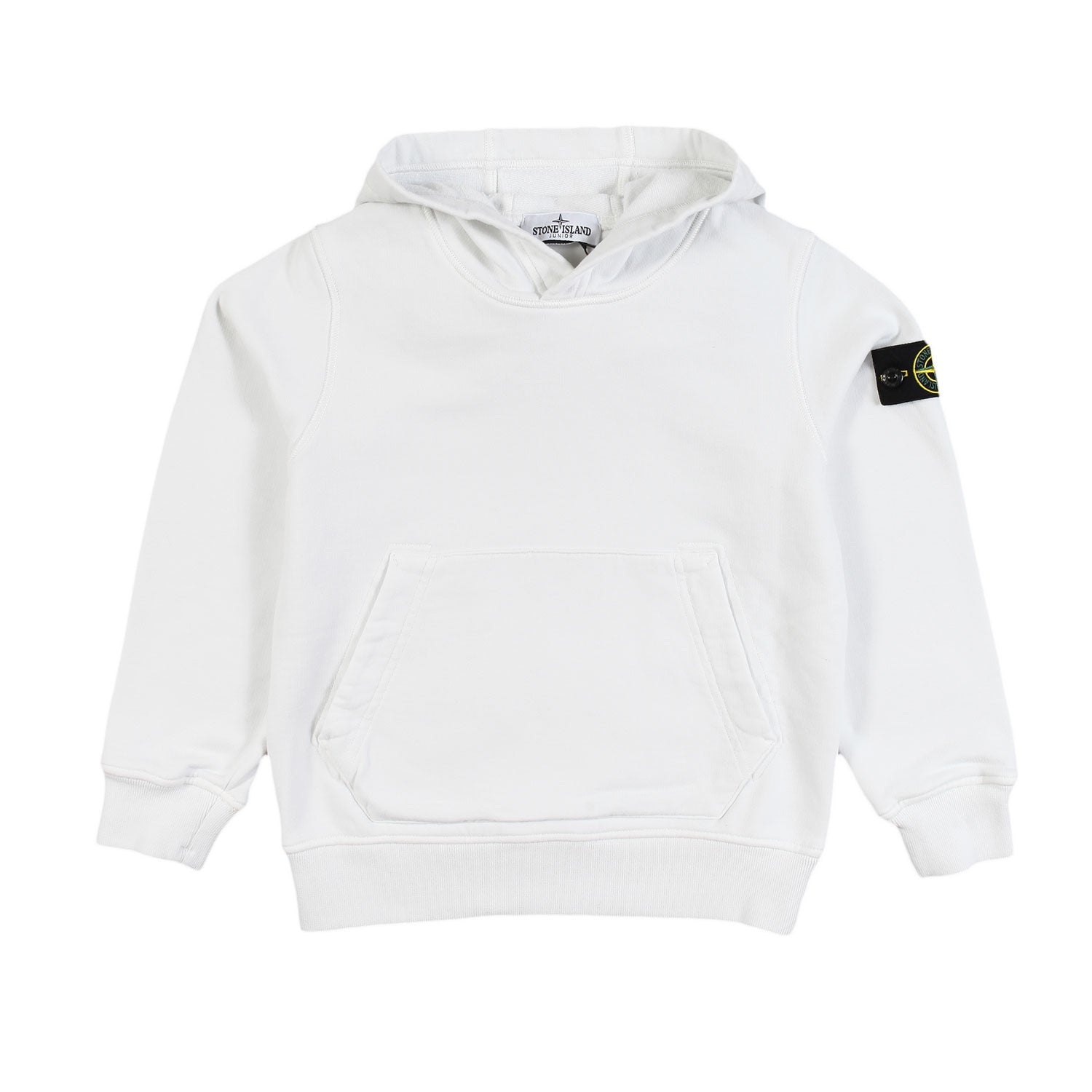 Felpa hoodie bianca con patch Compass Stone Island - annameglio.com abbigliamento moda