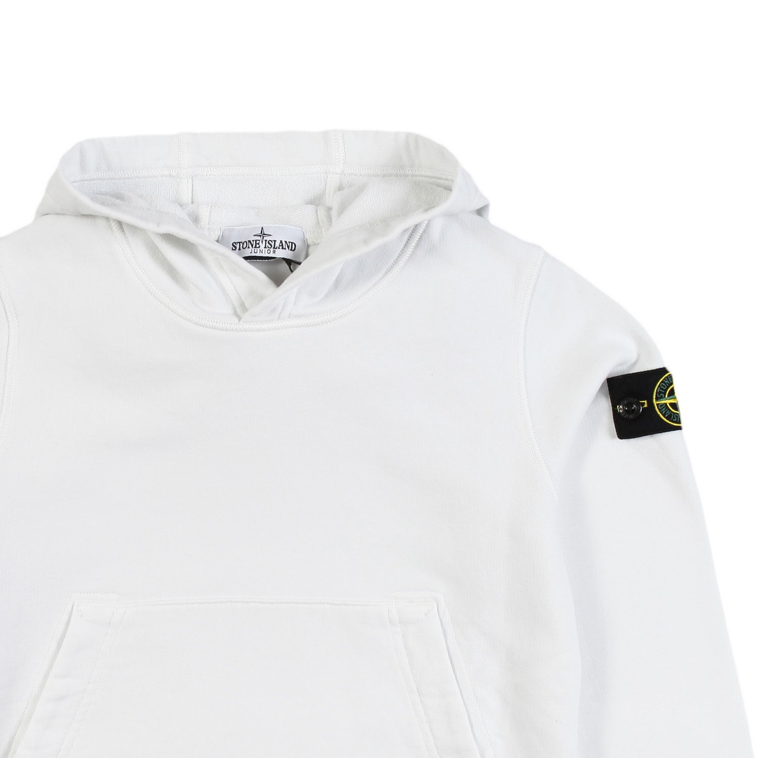 Felpa hoodie bianca con patch Compass Stone Island - annameglio.com abbigliamento moda