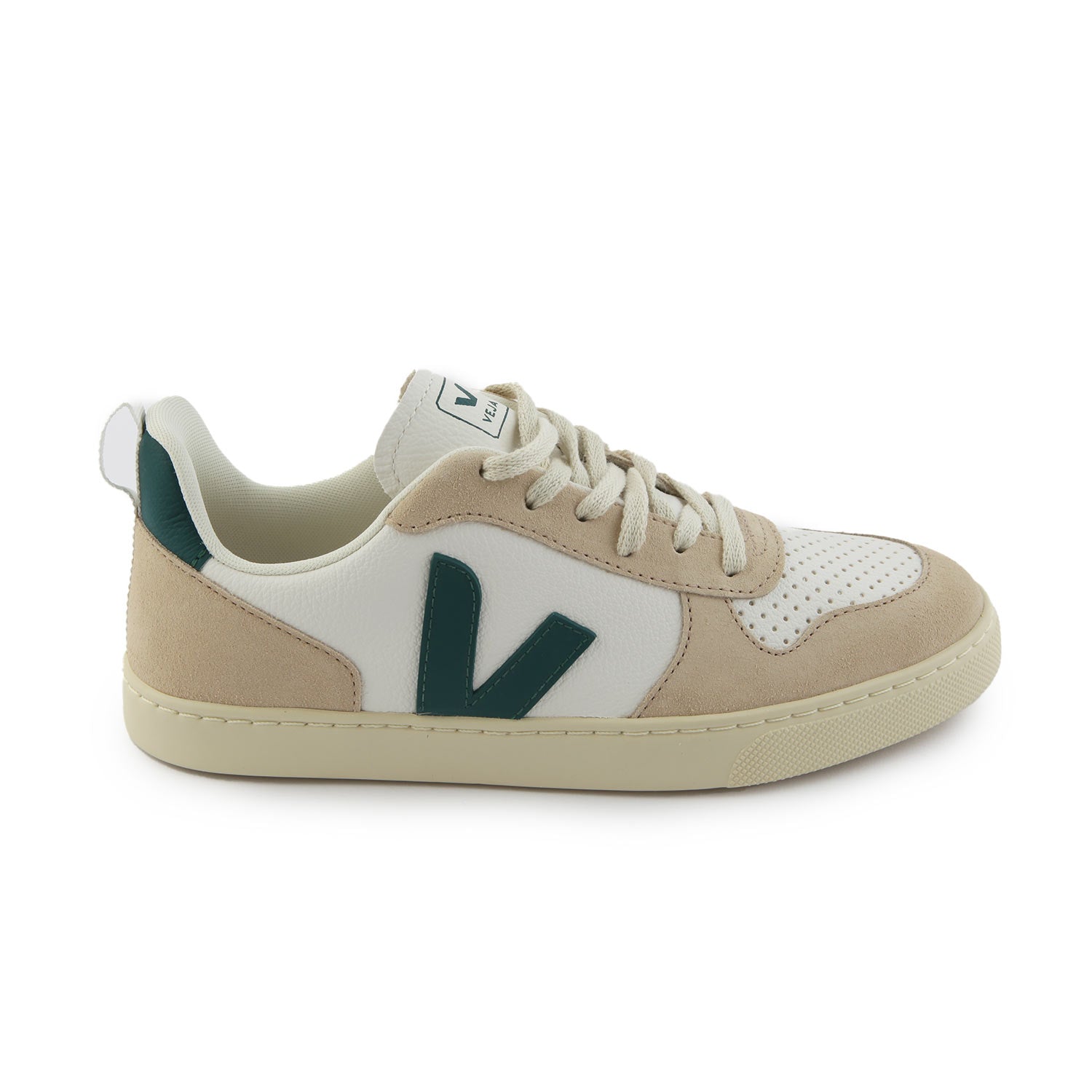 Sneaker V10 bianca e mandorla con V verde scuro - annameglio.com abbigliamento moda