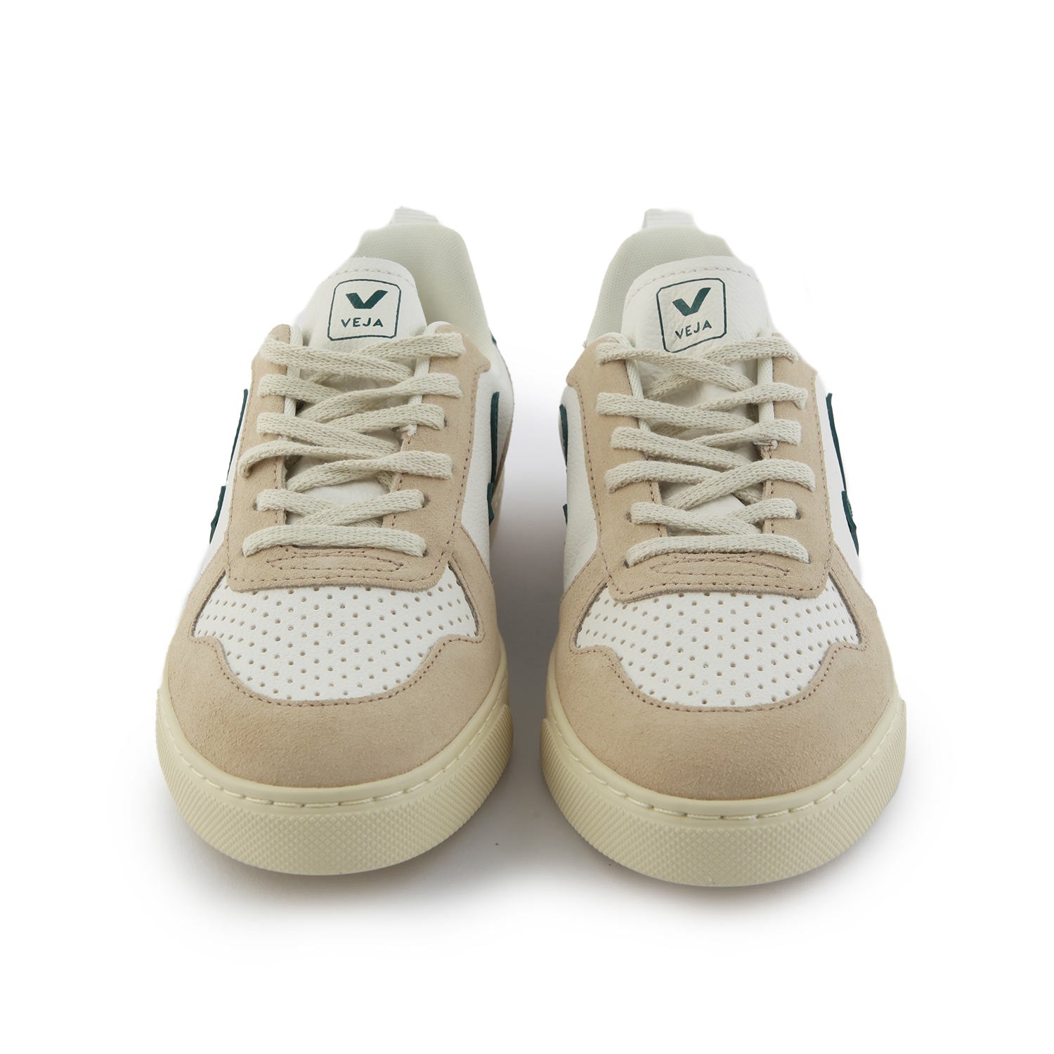 Sneaker V10 bianca e mandorla con V verde scuro - annameglio.com abbigliamento moda