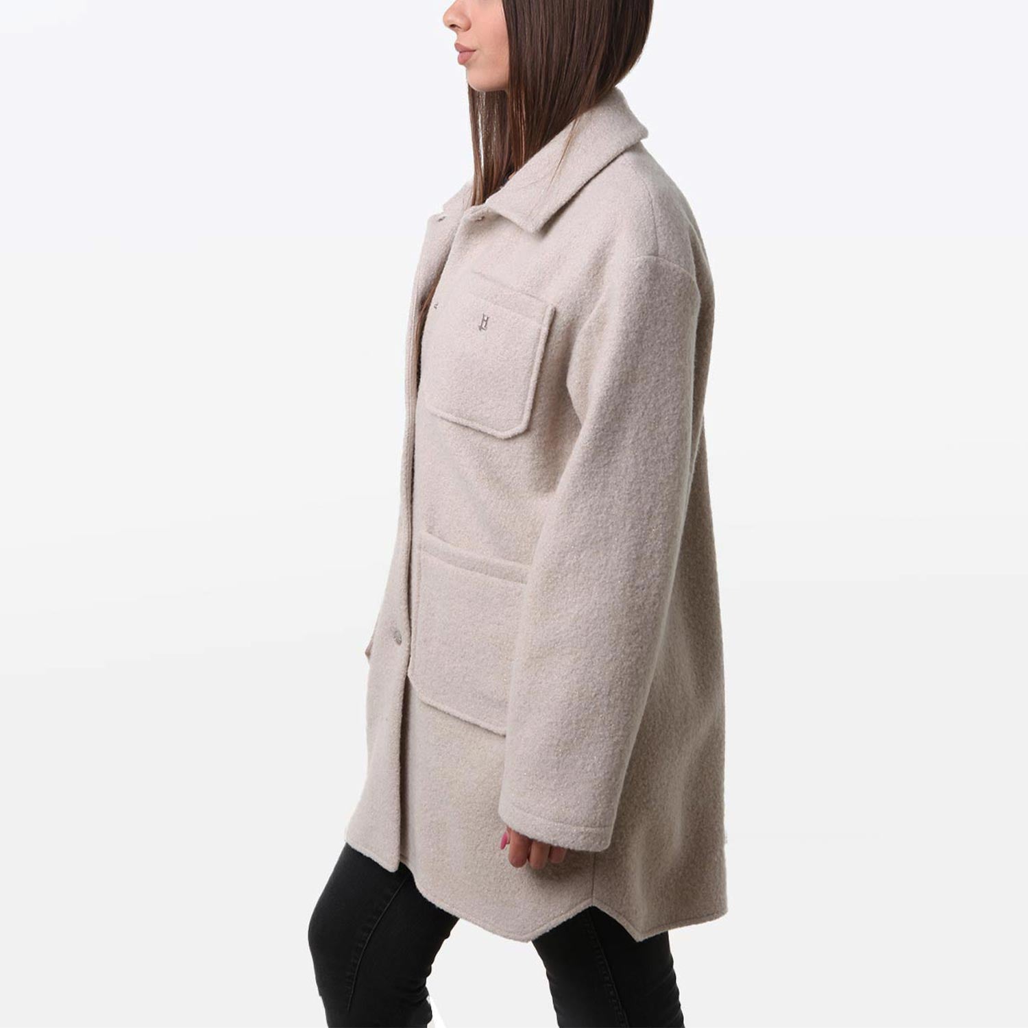 Cappotto ecowool Herno beige chiaro e oro glitter - annameglio.com abbigliamento moda