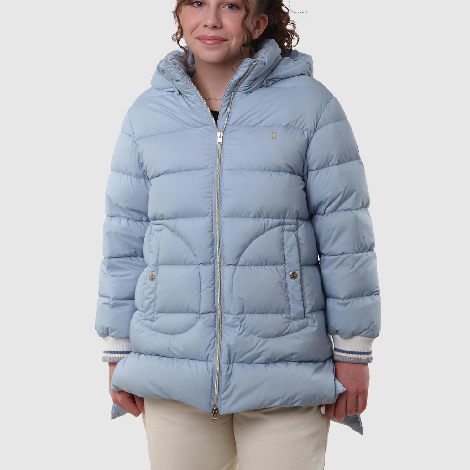 Piumino lungo Herno celeste Bambina e Ragazza - annameglio.com abbigliamento moda