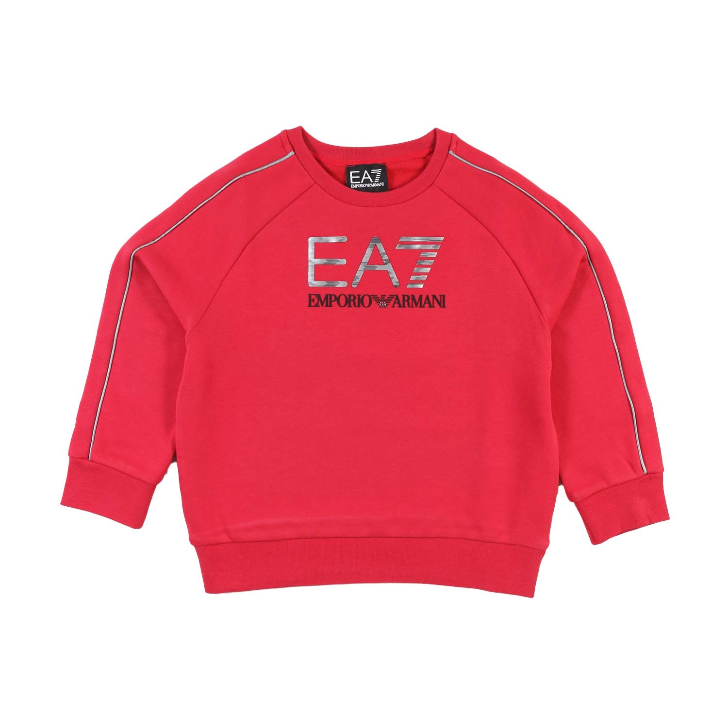 Felpa rossa con logo EA7 argento e nero - annameglio.com abbigliamento moda