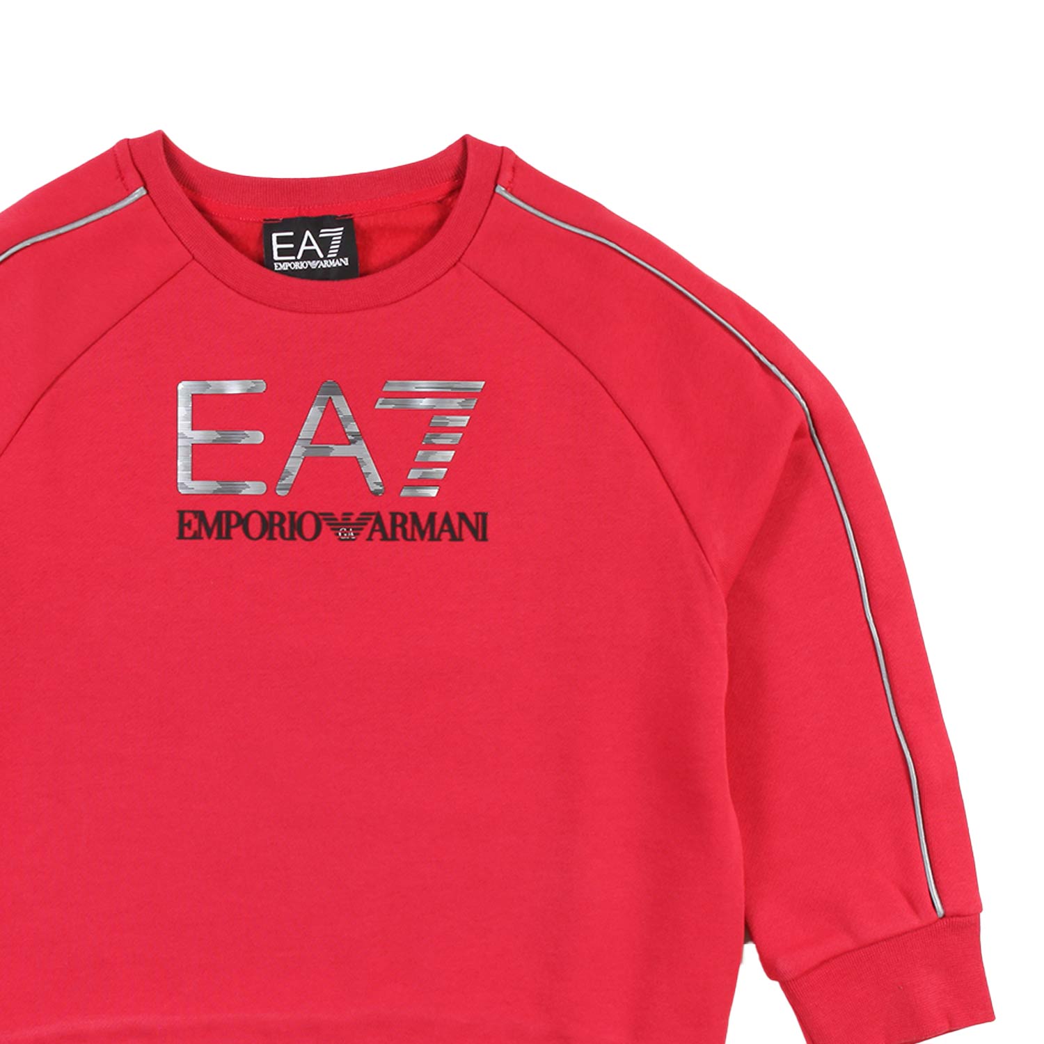 Felpa rossa con logo EA7 argento e nero - annameglio.com abbigliamento moda