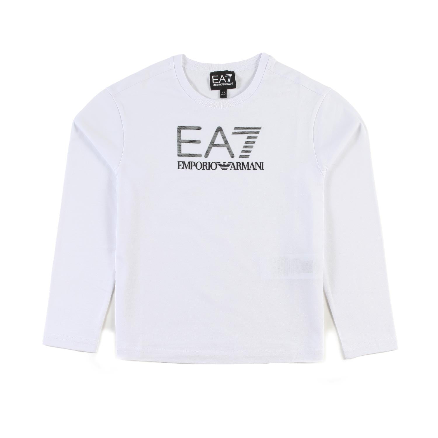 T-shirt lunga bianca con logo EA7 laminato argento - annameglio.com abbigliamento moda