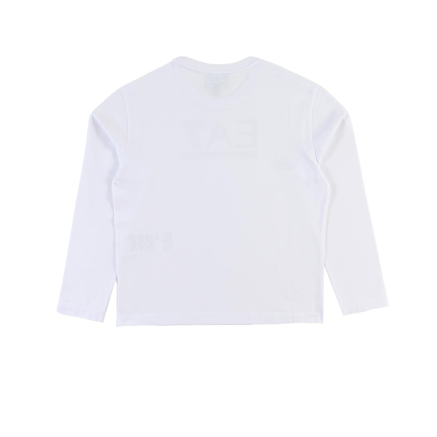 T-shirt lunga bianca con logo EA7 laminato argento - annameglio.com abbigliamento moda