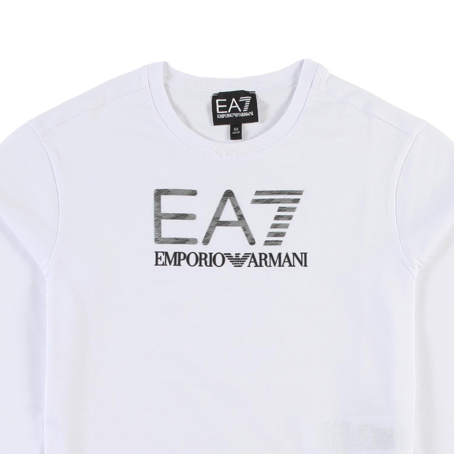 T-shirt lunga bianca con logo EA7 laminato argento - annameglio.com abbigliamento moda