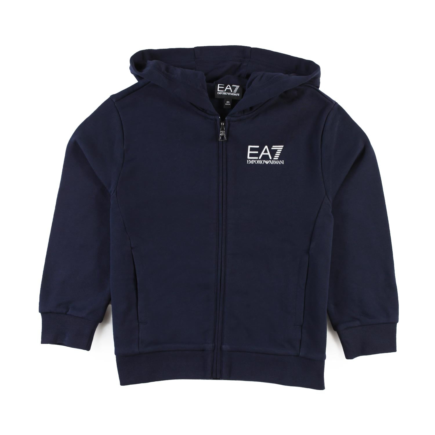Felpa hoodie blu con logo EA7 bianco - annameglio.com abbigliamento moda