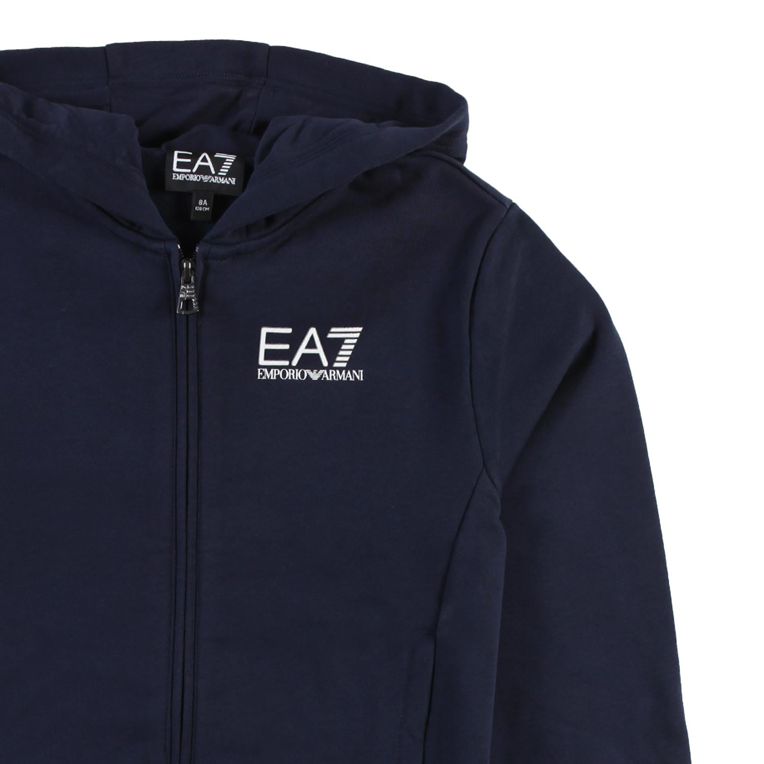 Felpa hoodie blu con logo EA7 bianco - annameglio.com abbigliamento moda