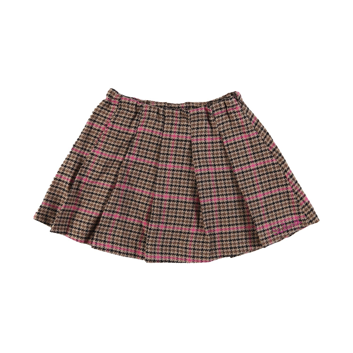 Gonna MC2 pied de poule beige con finiture rosa - annameglio.com abbigliamento moda