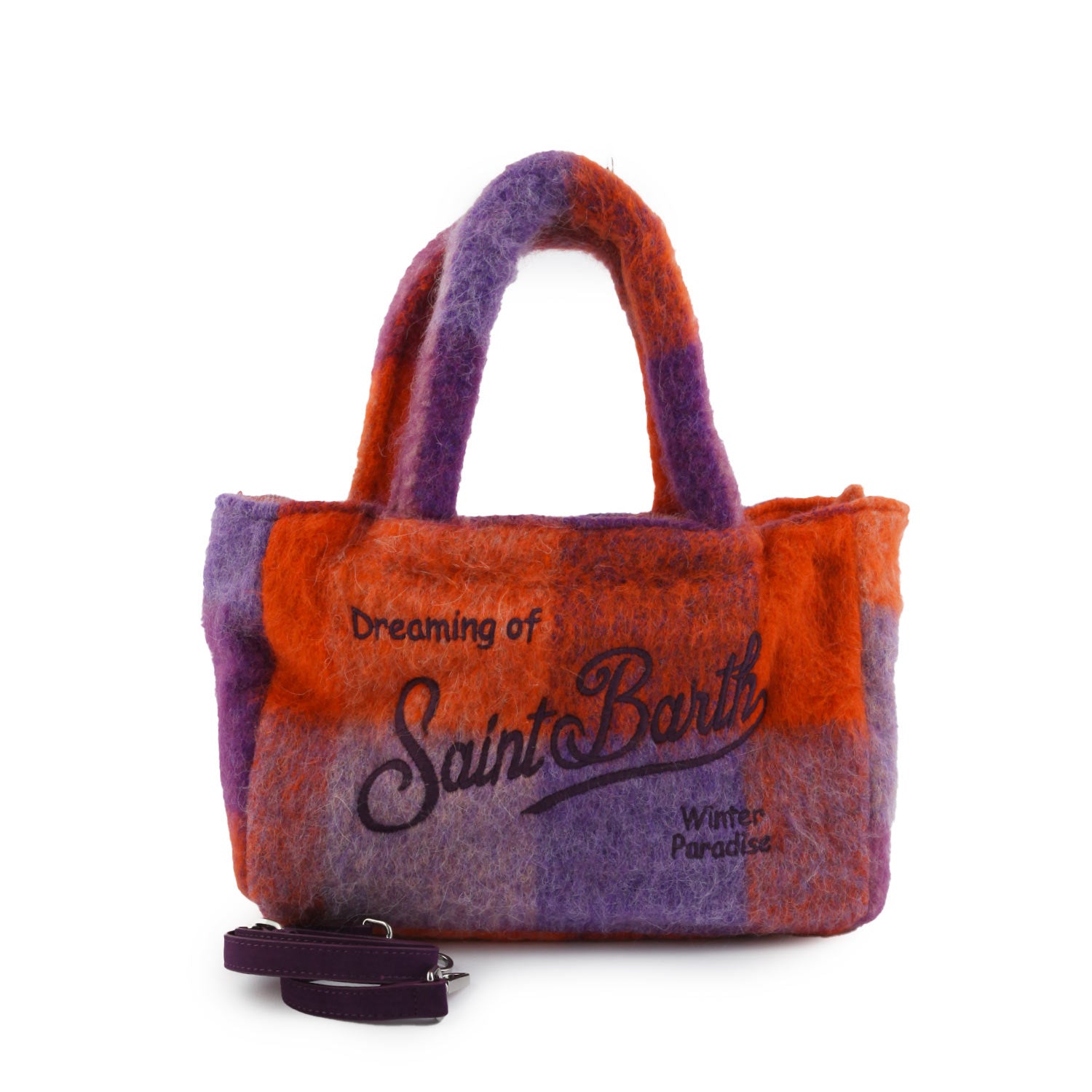 Borsa Clarine Check arancione e viola - annameglio.com abbigliamento moda