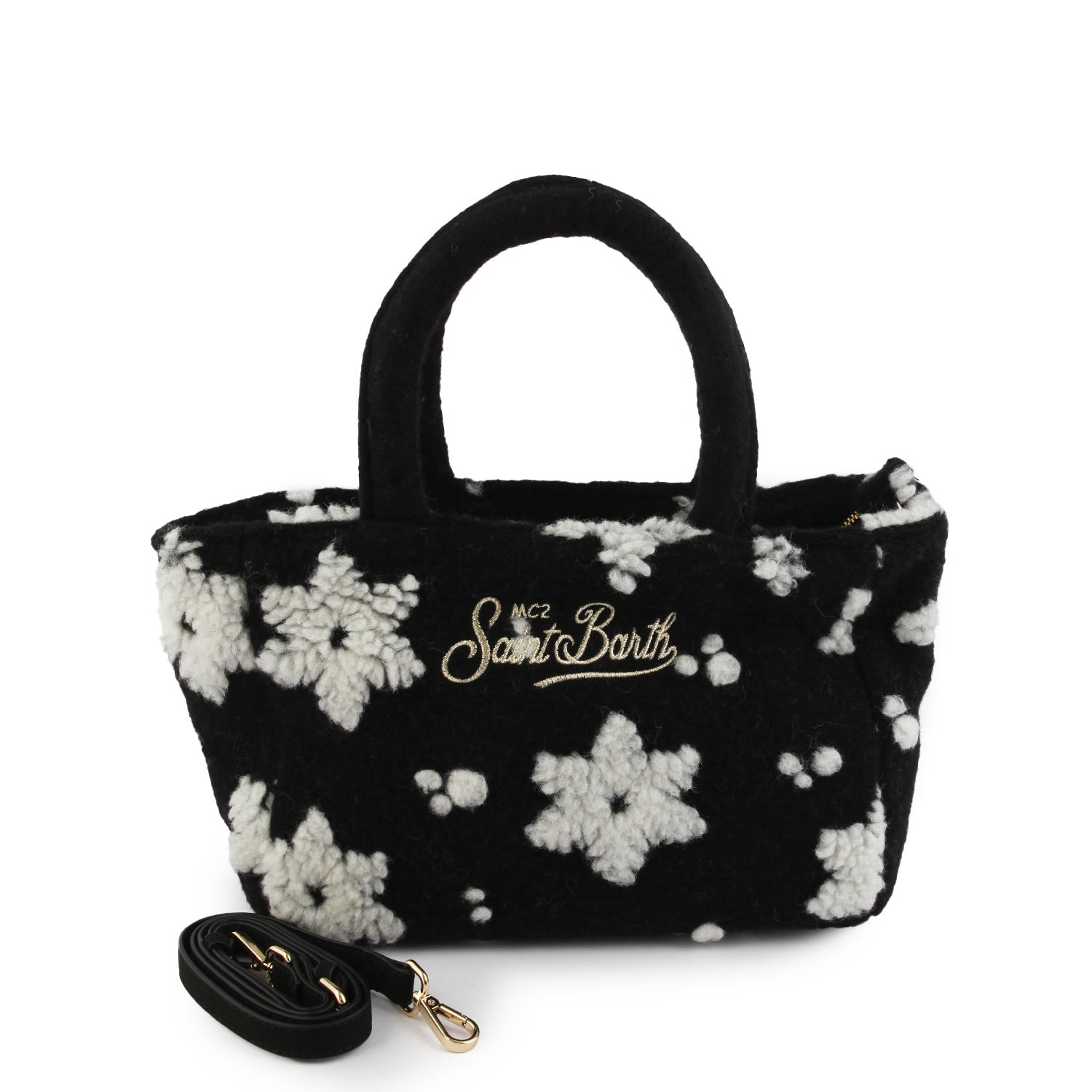 Borsa Clarine Snow Flakes nera e bianca - annameglio.com abbigliamento moda