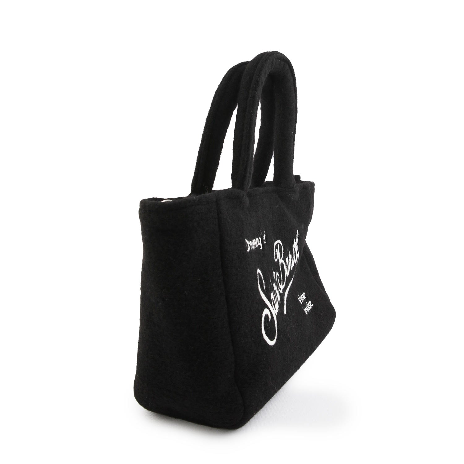 Borsa Clarine nera con logo Saint Barth bianco - annameglio.com abbigliamento moda