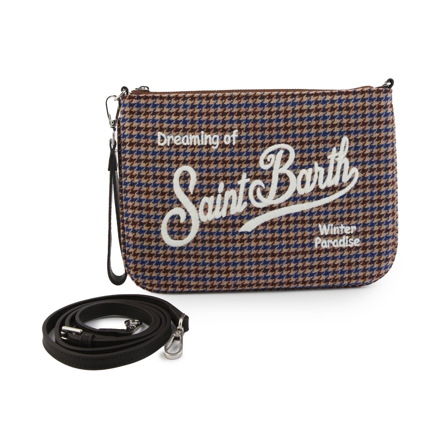 Borsetta Parisienne Pied De Poule beige e blu - annameglio.com abbigliamento moda