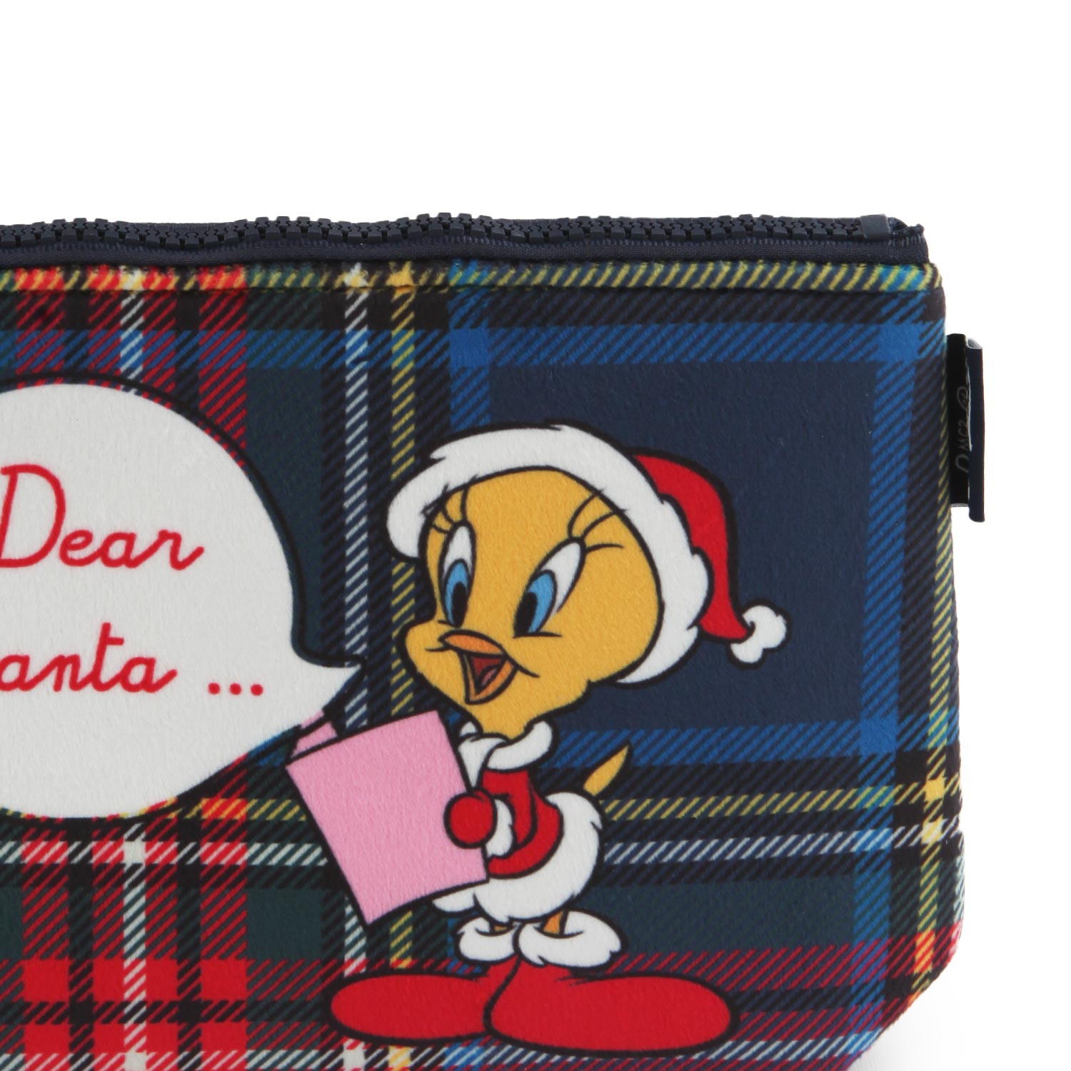 Pochette Aline Tweety Dear Santa blu tartan - annameglio.com abbigliamento moda