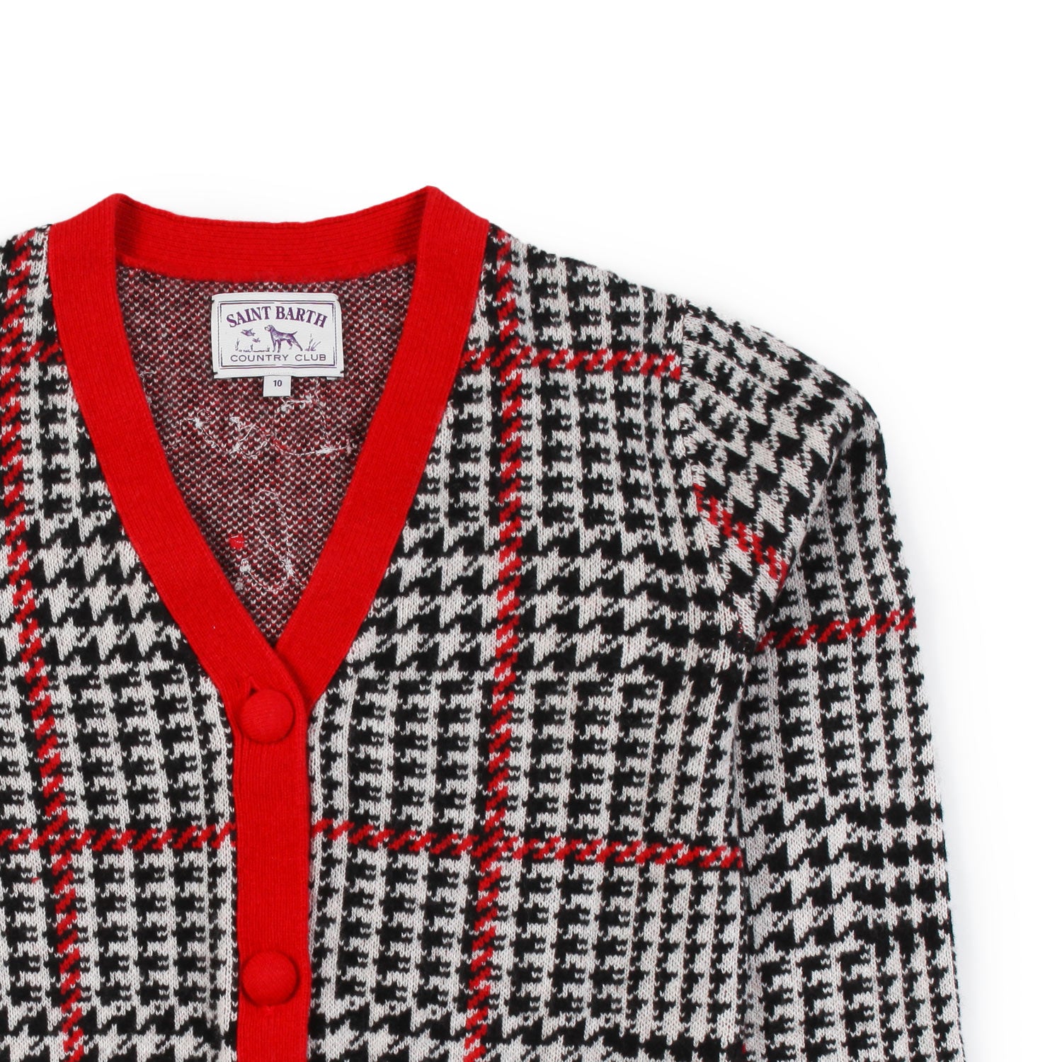 Cardigan MC2 Didy panna e nero con dettagli rossi - annameglio.com abbigliamento moda