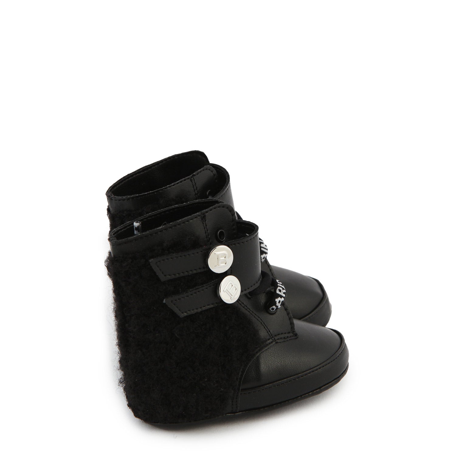 MINI STIVALETTO BALMAIN IN PELLE NERO NEONATA - annameglio.com abbigliamento moda