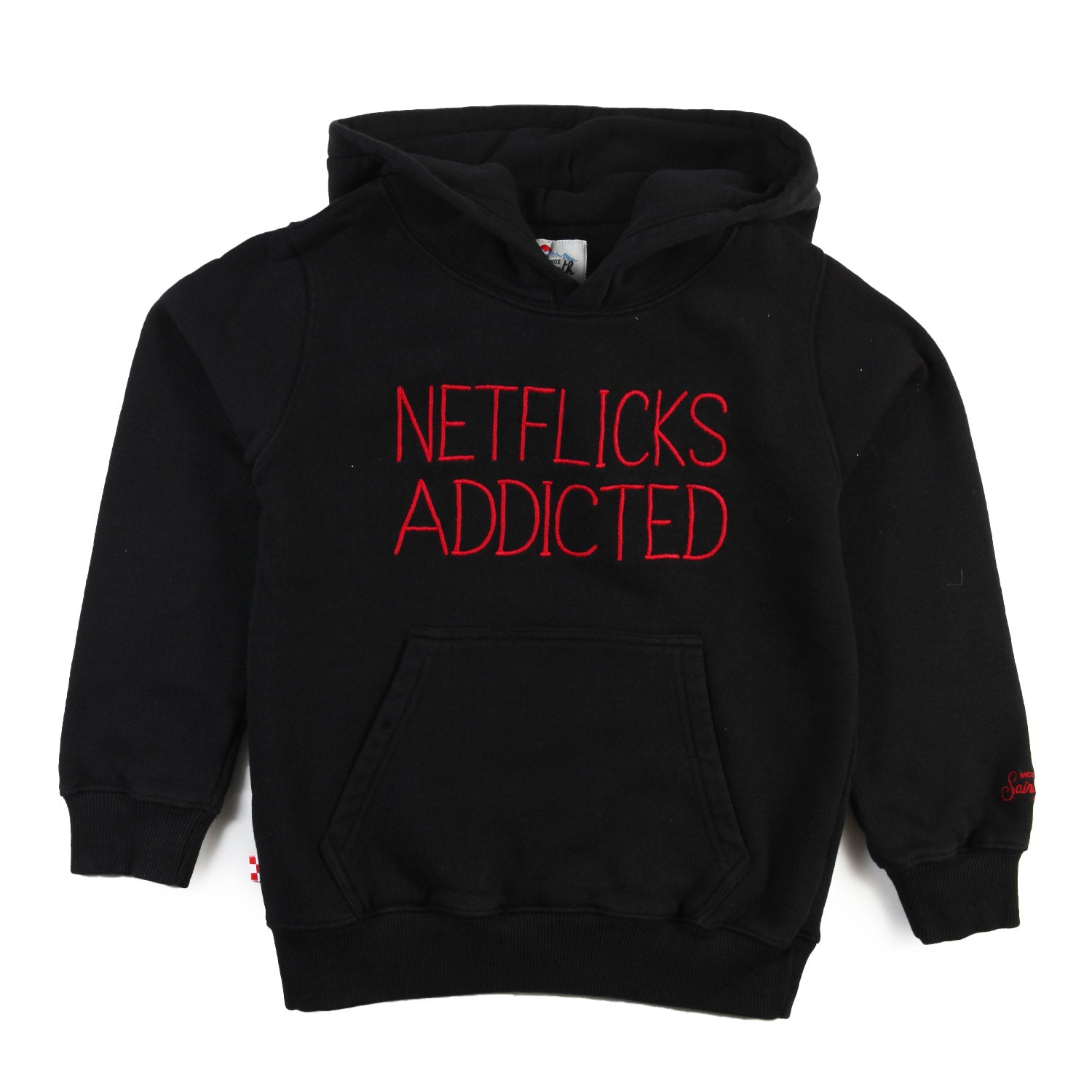 Felpa hoodie MC2 nera con ricamo rosso - annameglio.com abbigliamento moda