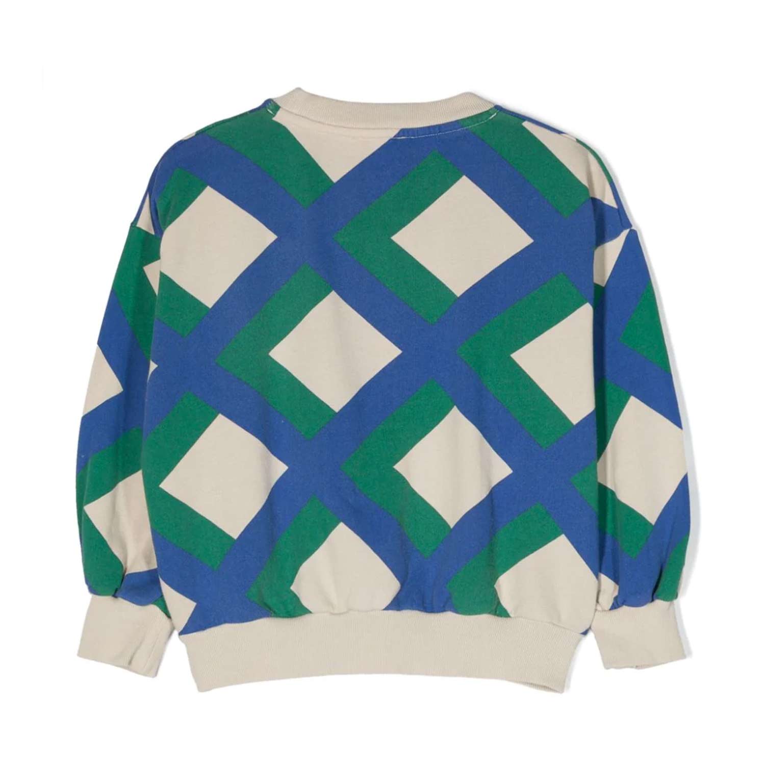 Felpa Giant Check ecru e blu-verde Bambino Bambina - annameglio.com abbigliamento moda