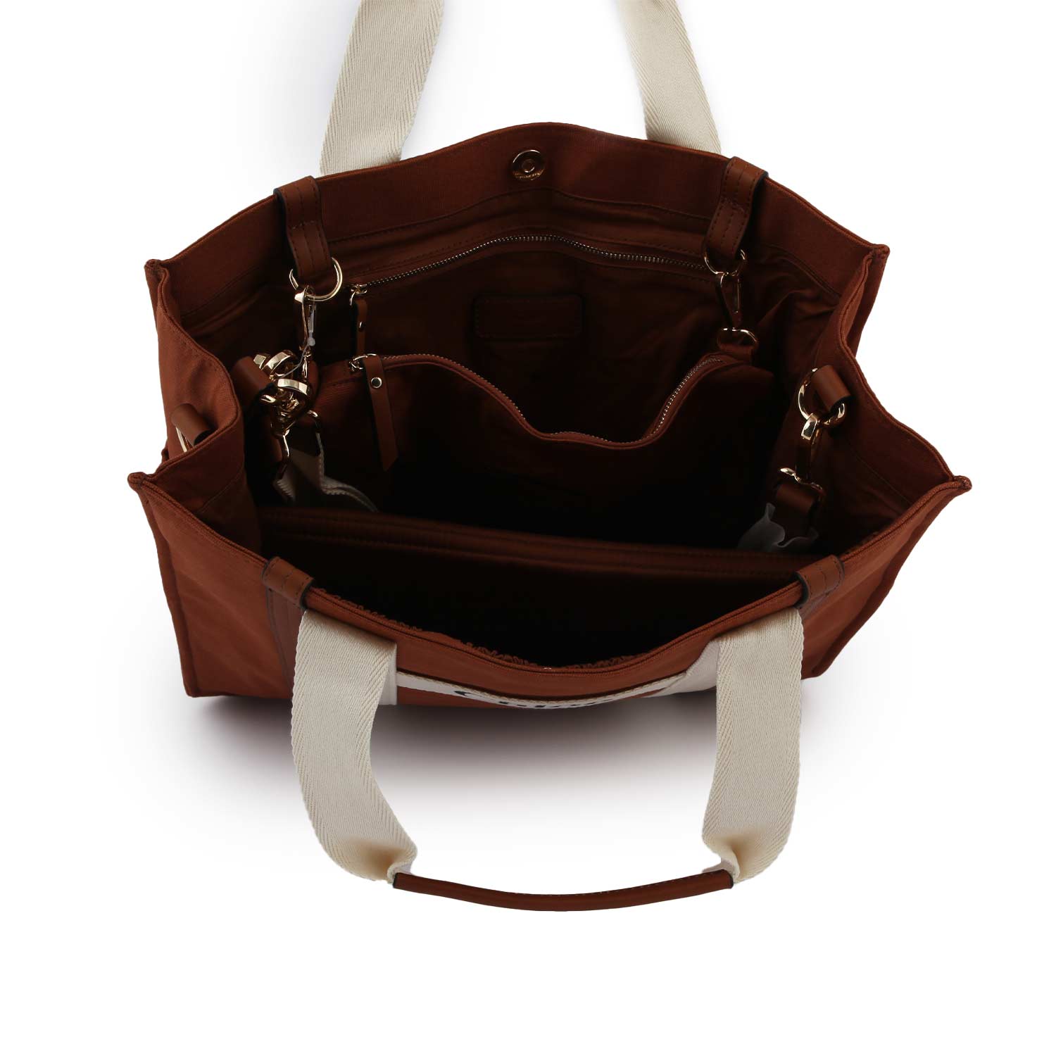 Borsa fasciatoio Chloe marrone caramello e panna - annameglio.com abbigliamento moda