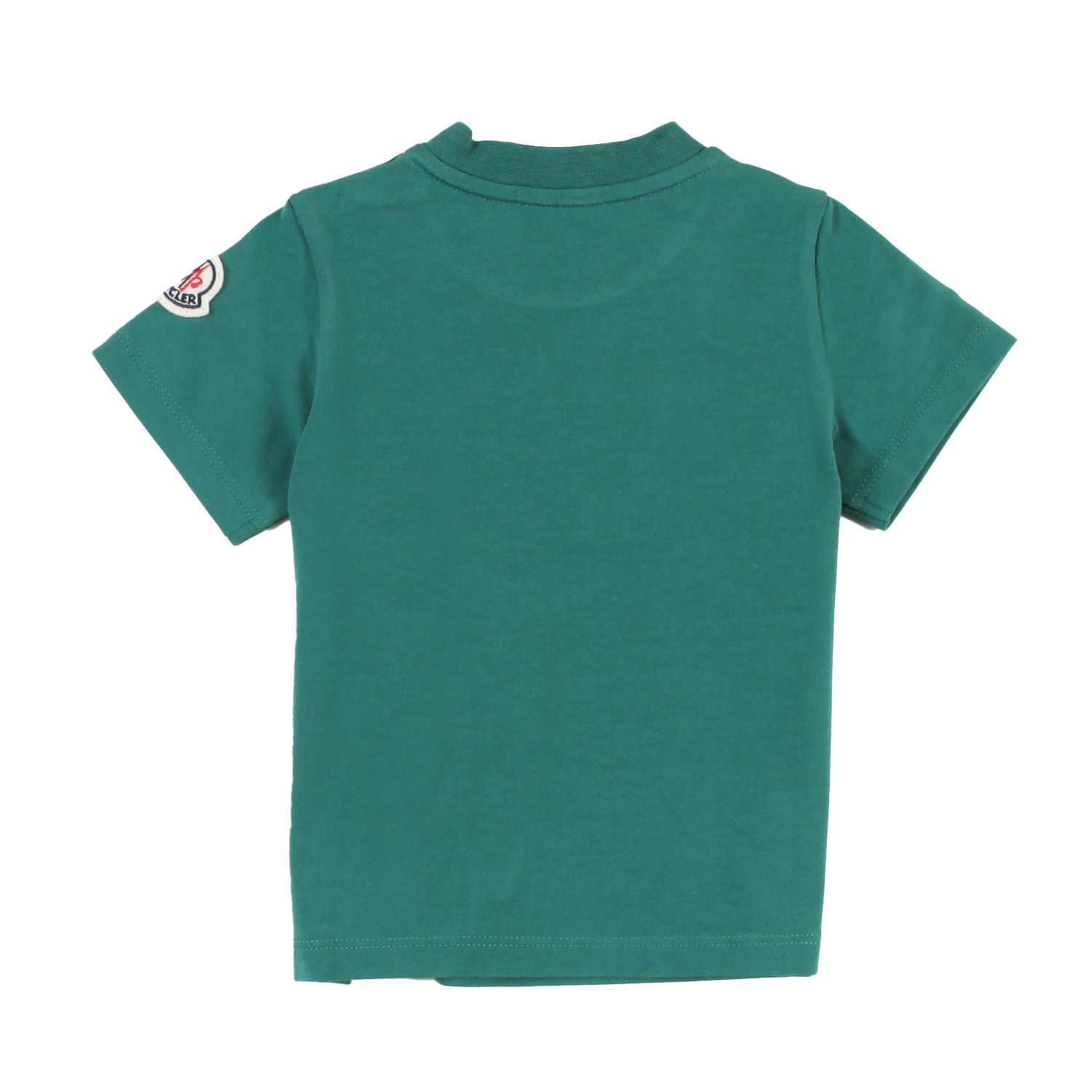 T-shirt Moncler verde con maxi stampa bianca Bimbo - annameglio.com abbigliamento moda