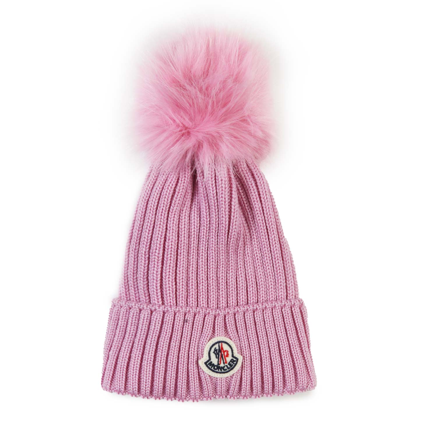 Berretto Moncler Girl rosa con pon pon - annameglio.com abbigliamento moda