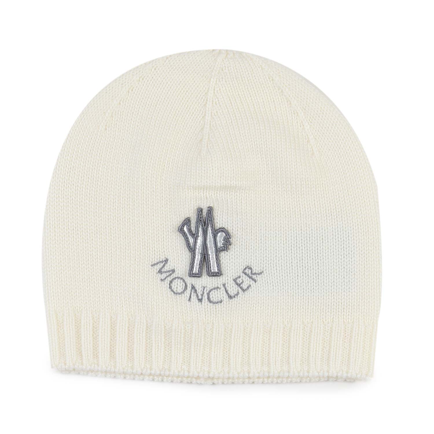 Berretto panna con logo Moncler grigio Baby - annameglio.com abbigliamento moda