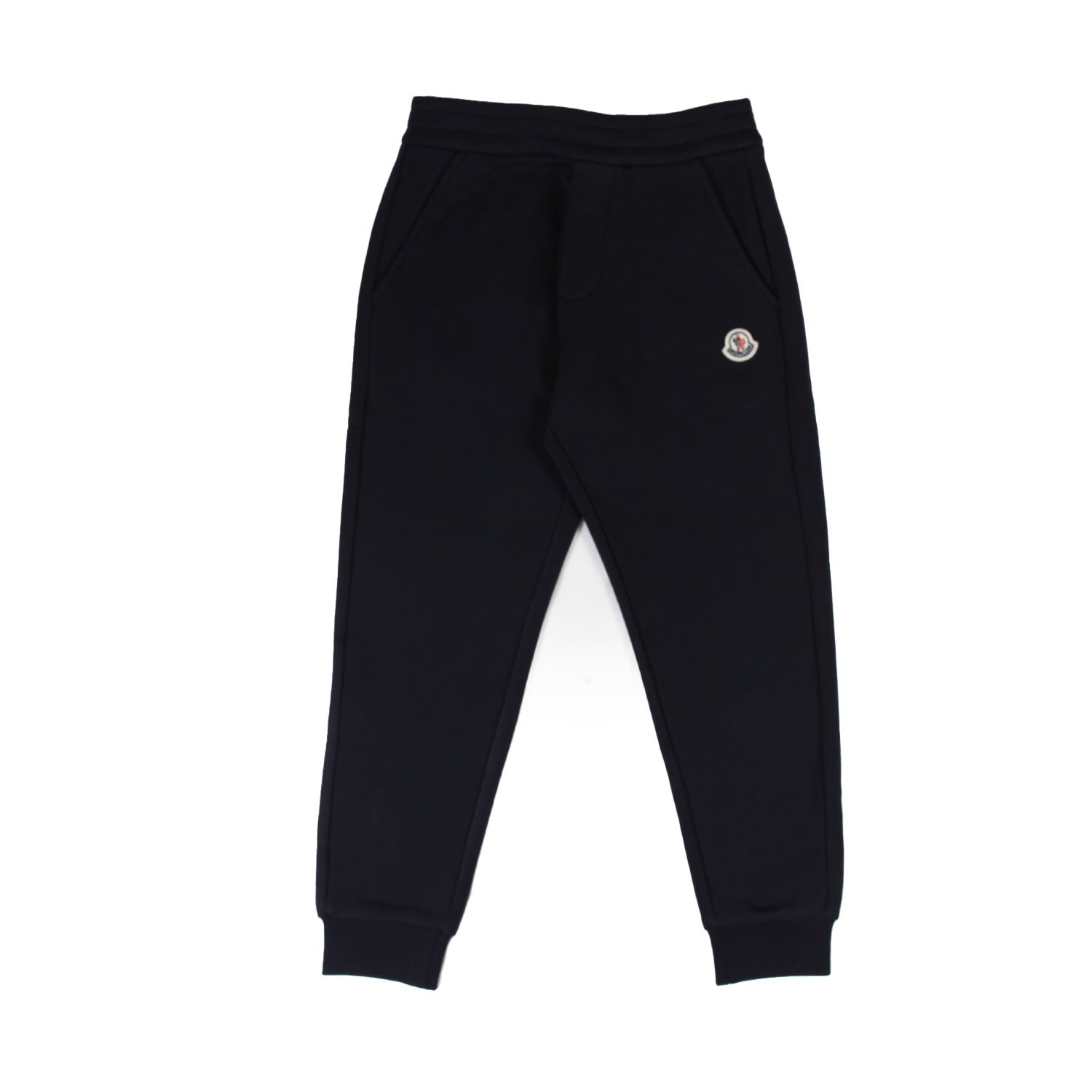 Pantalone felpa Moncler blu notte con logo bianco - annameglio.com abbigliamento moda