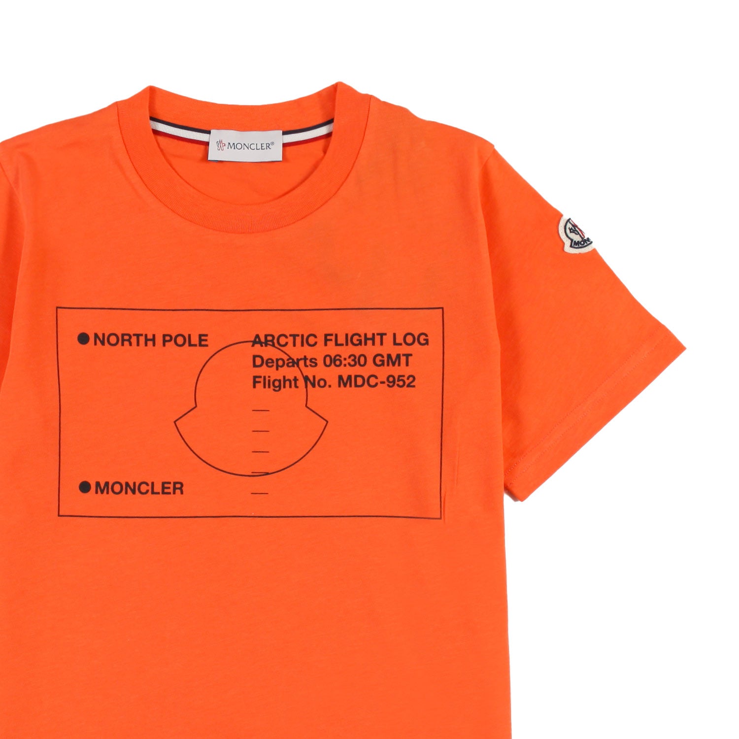 T-shirt Moncler arancione con stampa North Pole - annameglio.com abbigliamento moda