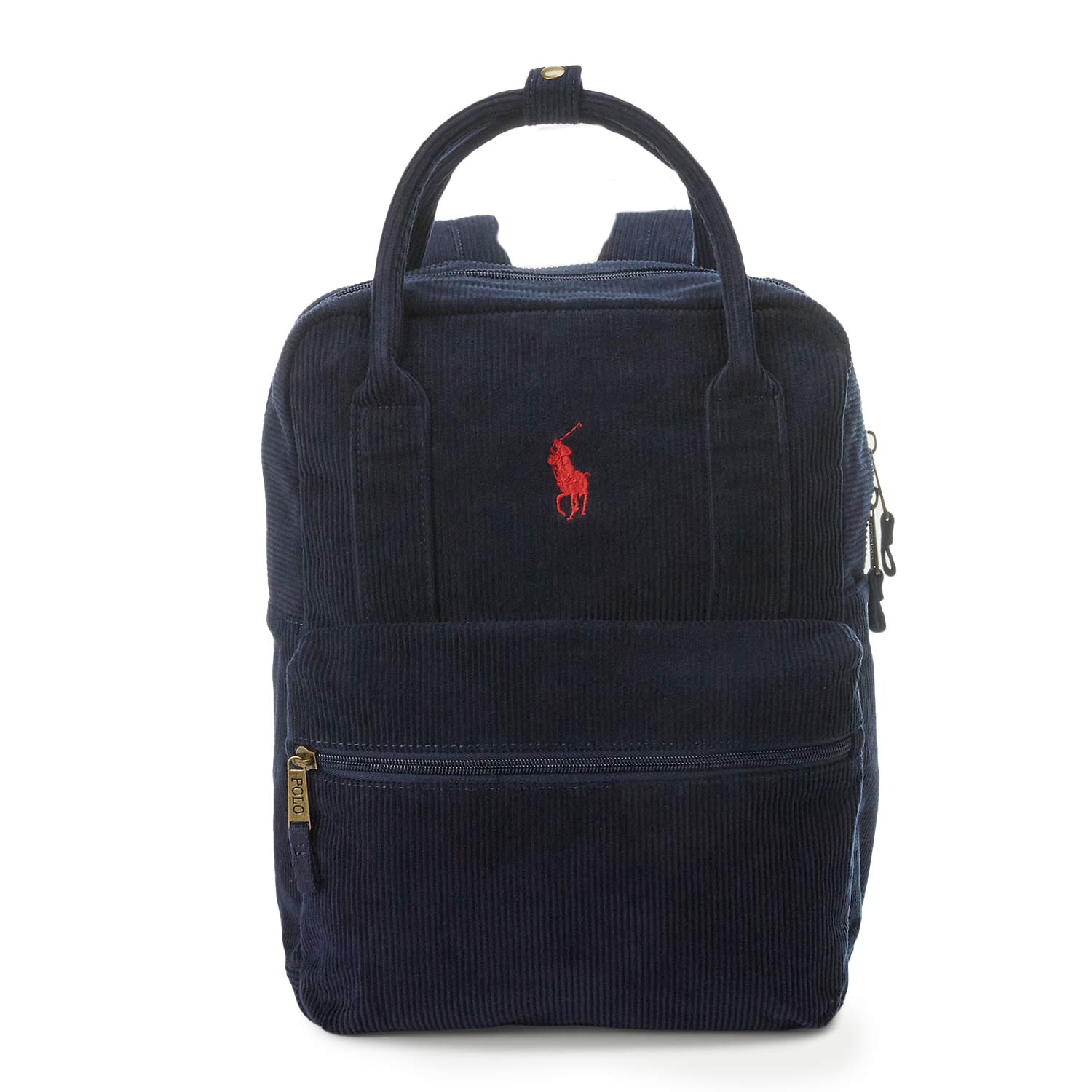 Zaino corduroy blu navy con pony RL rosso - annameglio.com abbigliamento moda