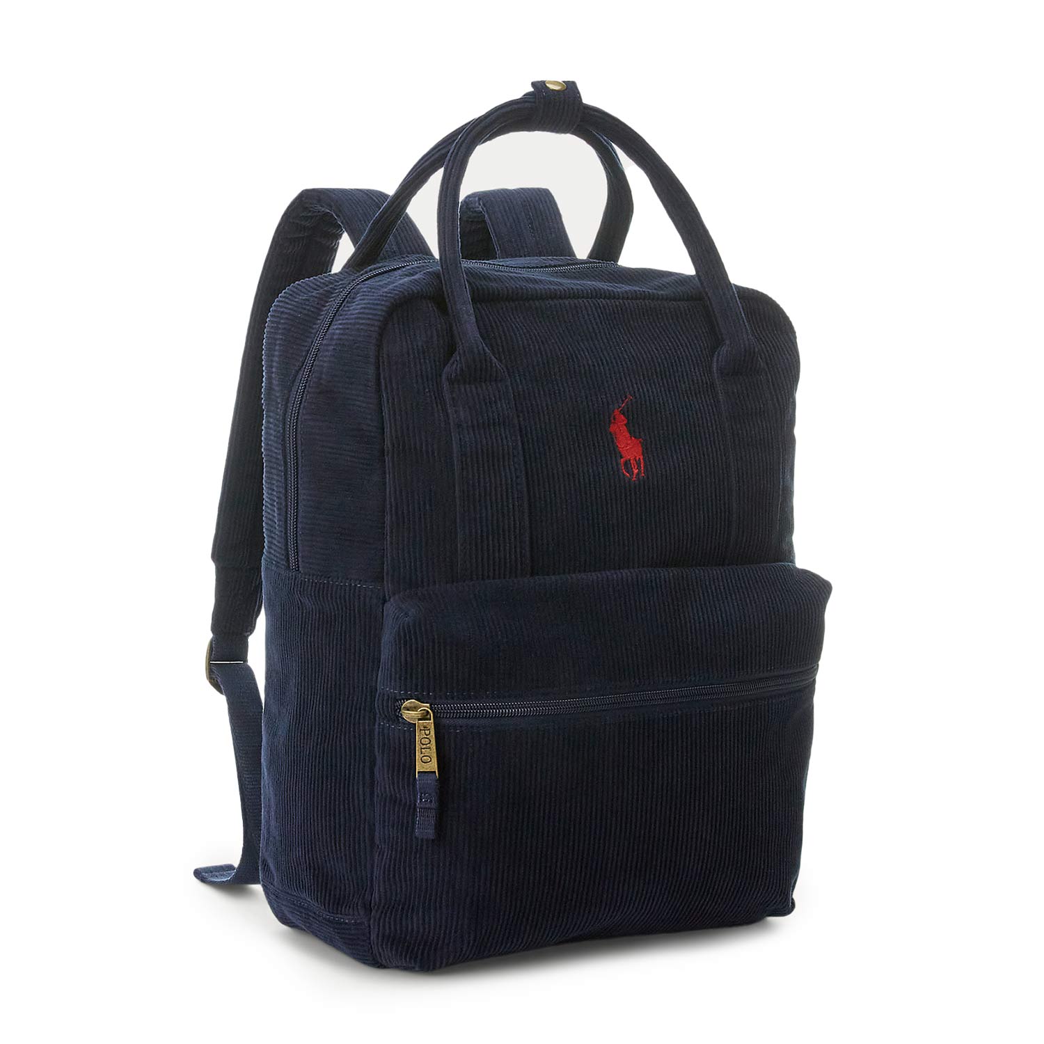 Zaino corduroy blu navy con pony RL rosso - annameglio.com abbigliamento moda