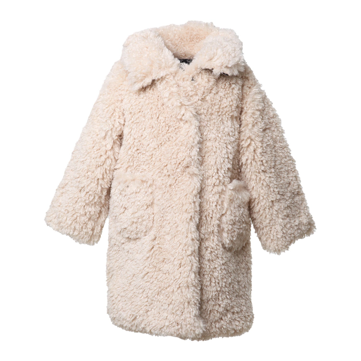 Cappotto teddy lungo Babe and Tess panna e nero - annameglio.com abbigliamento moda