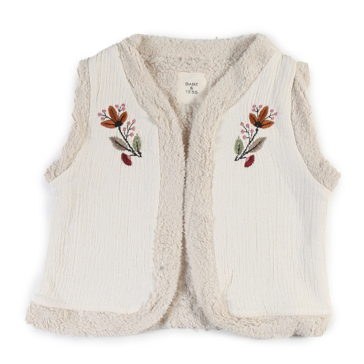Gilet Babe and Tess ecru con fiori arancio Bambina - annameglio.com abbigliamento moda