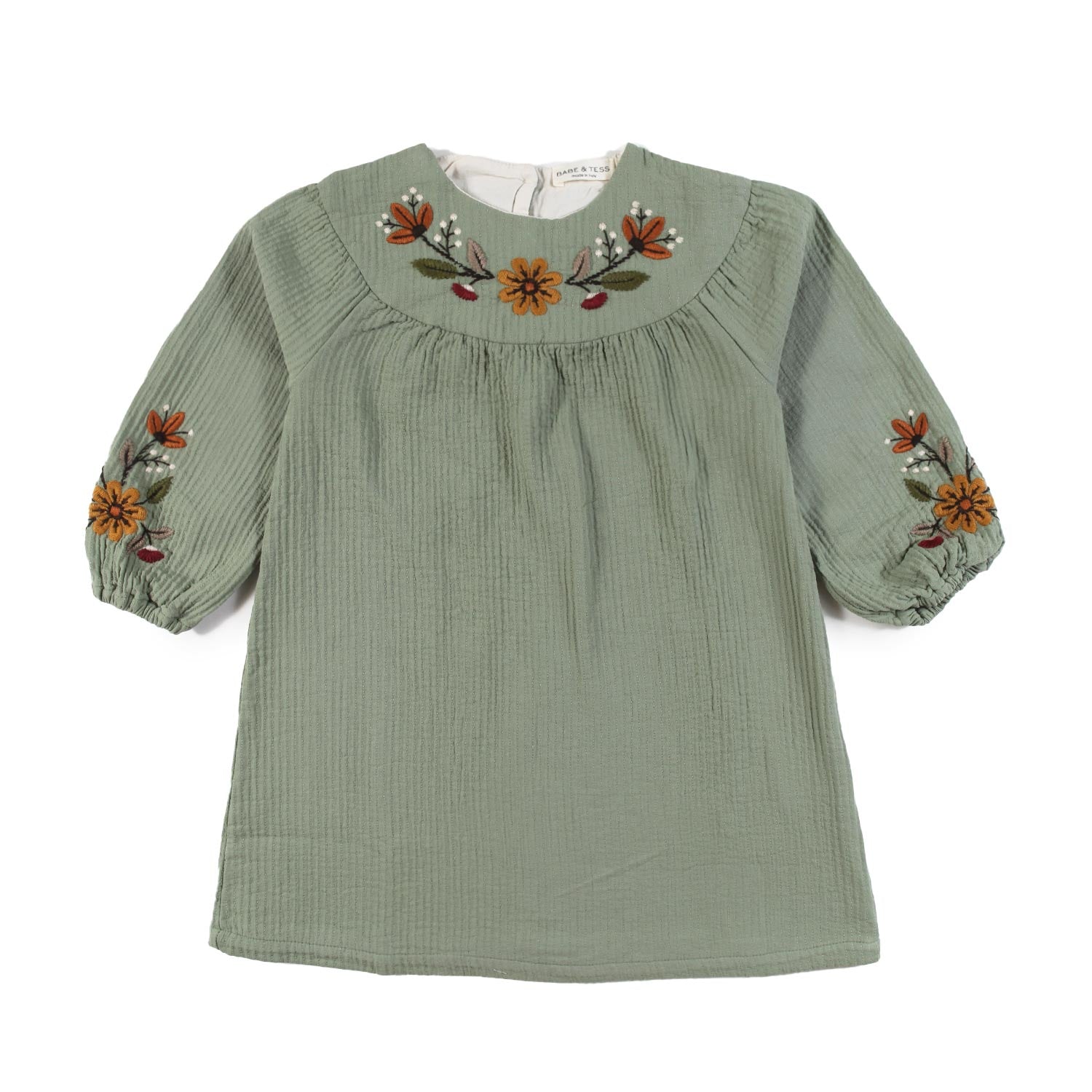 Abito mussola Babe and Tess verde salvia Bambina - annameglio.com abbigliamento moda