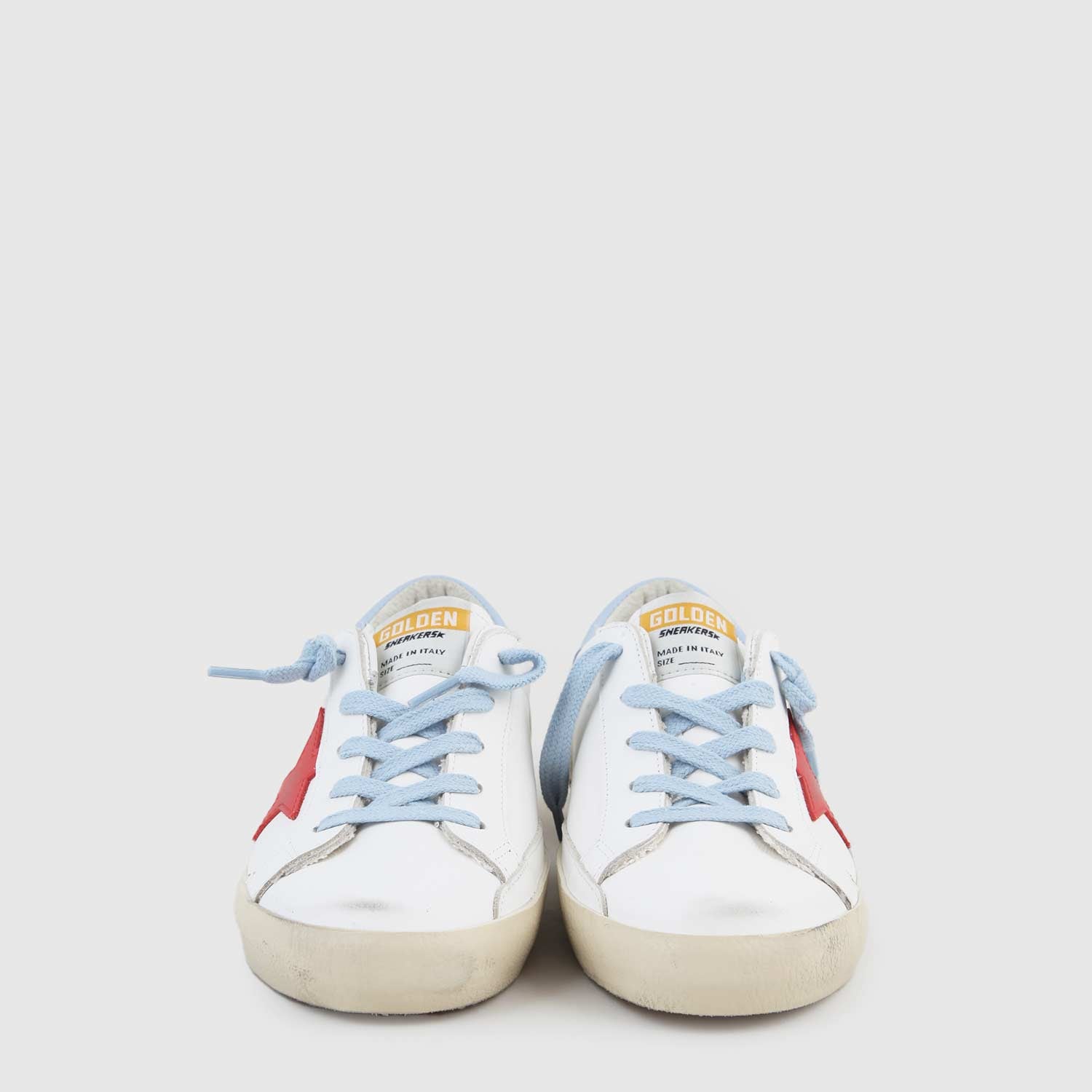 sneaker super star bianca, rossa e celeste ragazzo - annameglio.com abbigliamento moda