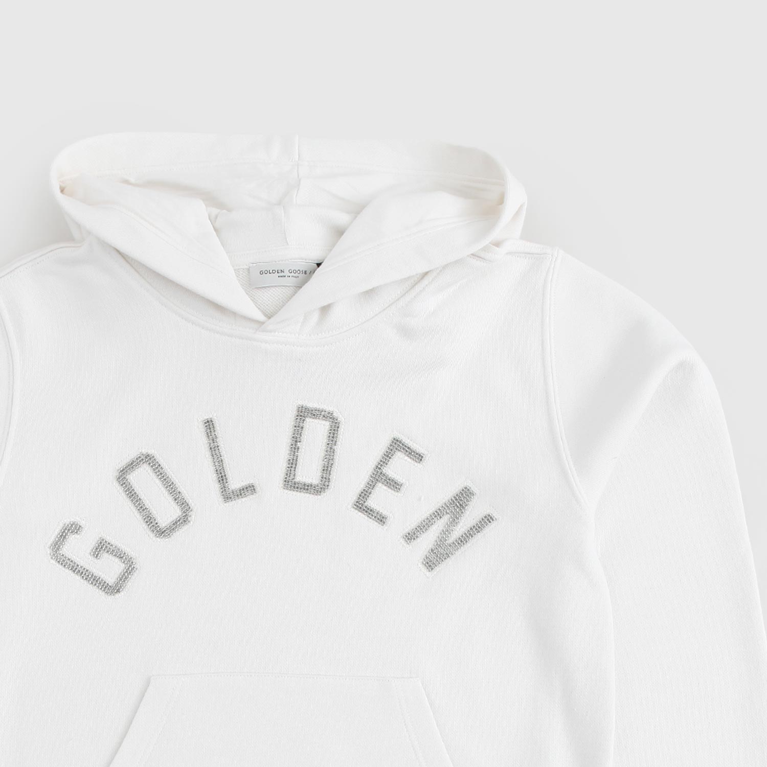 Felpa con cappuccio bianca e strass argento - annameglio.com abbigliamento moda