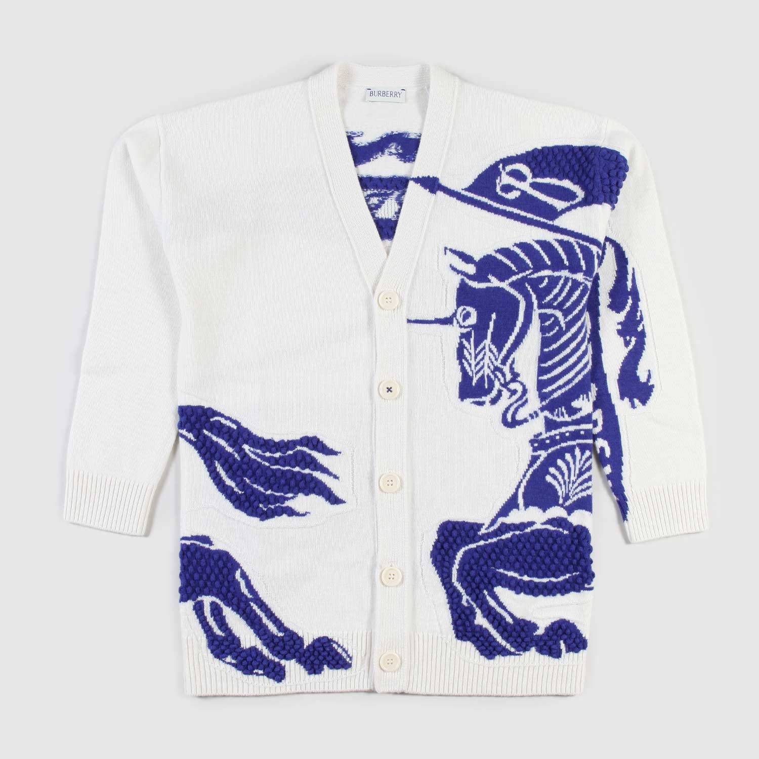 cardigan bianco con fantasia blu teen - annameglio.com abbigliamento moda