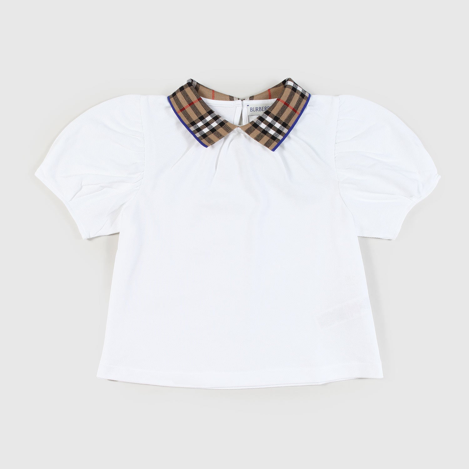 t-shirt bianca con colletto a quadri bambina - annameglio.com abbigliamento moda