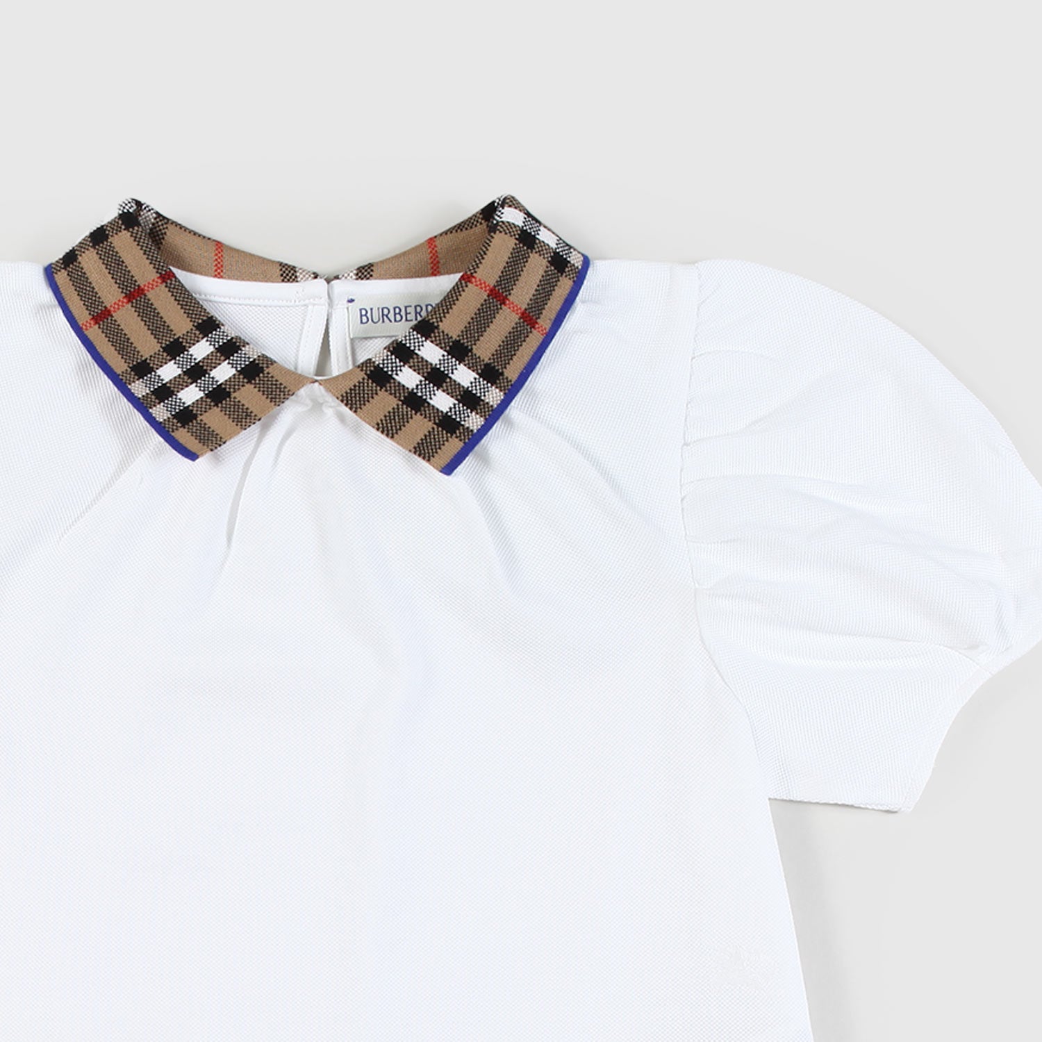 t-shirt bianca con colletto a quadri bambina - annameglio.com abbigliamento moda