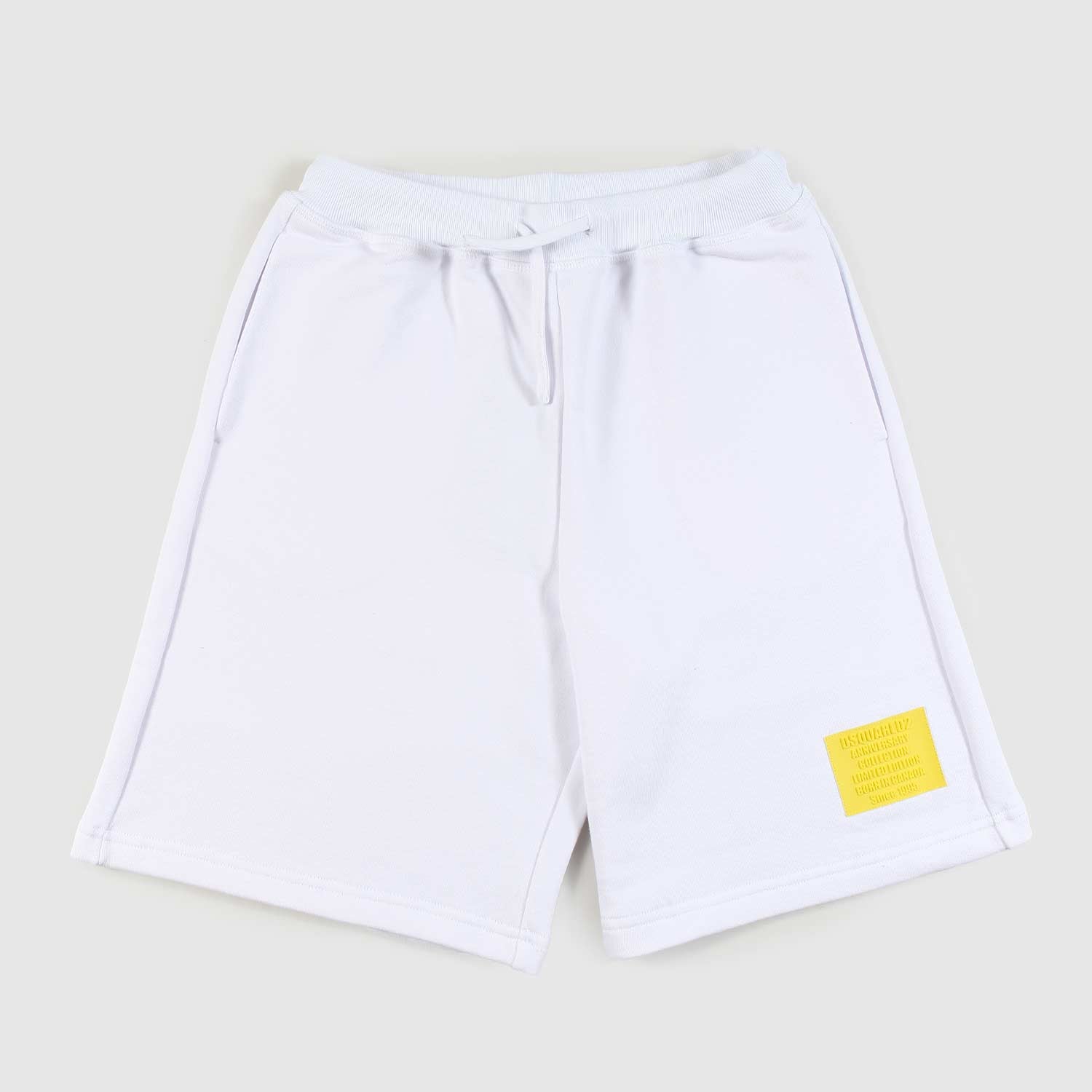 bermuda bianco con patch gialla ragazzo - annameglio.com abbigliamento moda